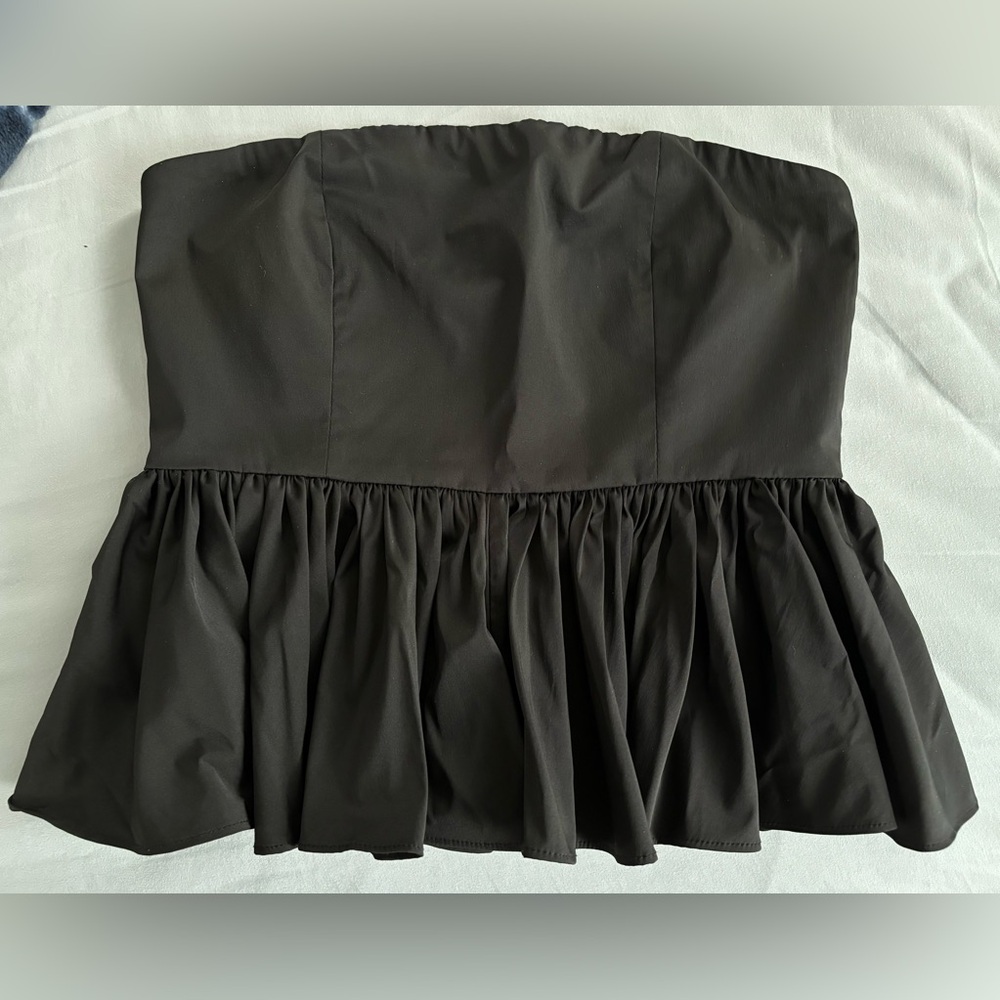 J Crew peplum, strapless, black crop top - Picture 3 of 5
